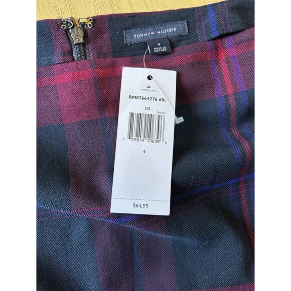 TOMMY HILFIGER WOMENS Pencil Plaid Skirt BLUE / RED Preppy Clueless Sz 4 NWT $65 - Picture 3 of 10